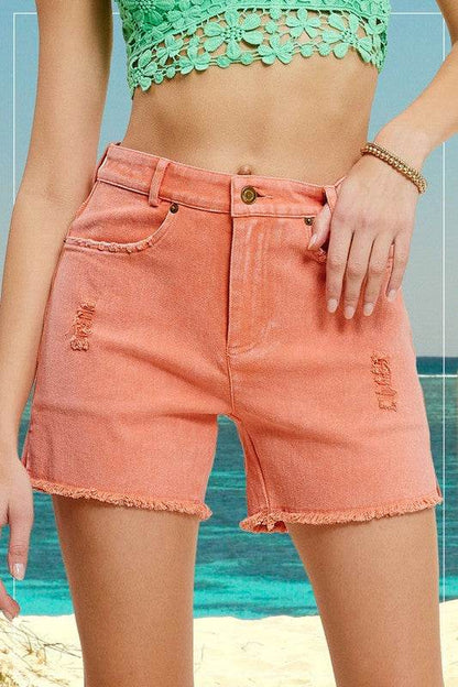 CASUAL WASHED STYLE DENIM SHORTS with POCKETS