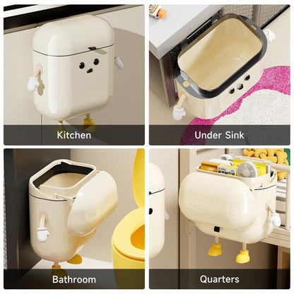 UFORU 3.2Gal/12L Compost Bin Kitchen for Counter Top or under Sink Plastic Hanging Trash Can with Lid Wall Mounted Garbage Can for Bathroom Office RV ABS Plastic Smooth Surface Easy Cleaning Leak-Proof Seal for Odor Control - Installation Installation