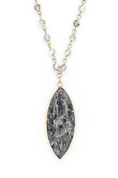 Beads & Precious Stone Pendant Necklace