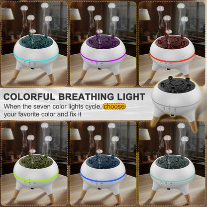 Essential Oil Diffuser 250Ml,Jellyfish Diffuser Volcano Diffuser Air Humidifiers Dynamic Sound Pickup Ultrasonic Aromatherapy Remote Control 7-Color Lights for Home Bedroom Office Hote