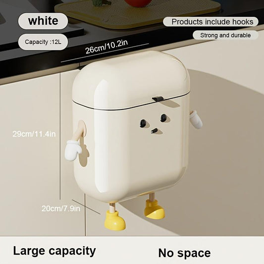 UFORU 3.2Gal/12L Compost Bin Kitchen for Counter Top or under Sink Plastic Hanging Trash Can with Lid Wall Mounted Garbage Can for Bathroom Office RV ABS Plastic Smooth Surface Easy Cleaning Leak-Proof Seal for Odor Control - Installation Installation