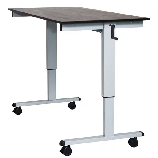 59 In. Rectangular Silver/Black Standing Desks with Adjustable Height