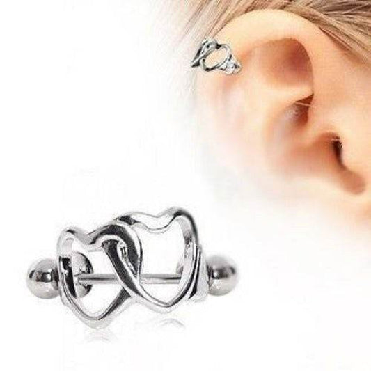 Interlocking Hearts Cartilage Cuff - Heart