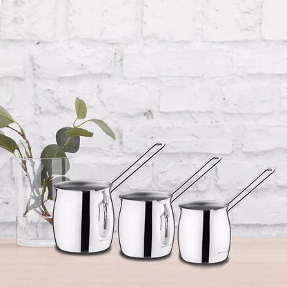 Korkmaz Tombik 3 Piece Stainless Steel Turkish Coffee Pot Set