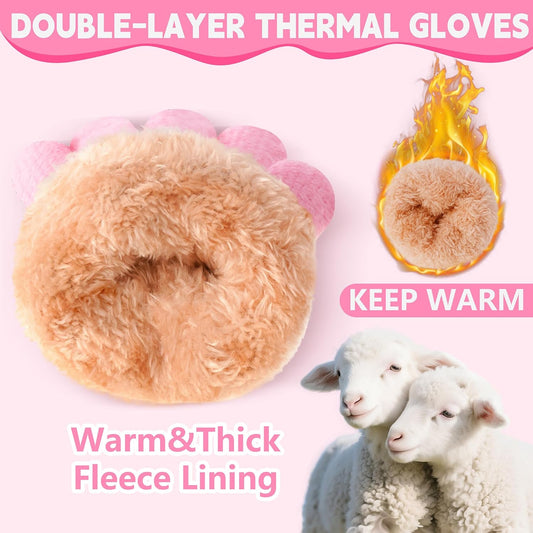 Winter Gloves for Boys Girls - Kids Warm Knit Thermal Cable Knitted Gloves Wool Fleece Lined Mittens for Cold Weather