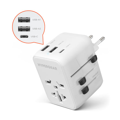 Hypergear Worldcharge Universal Travel Adapter with USB-C