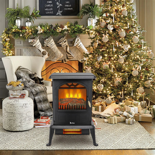 HT1108 1500W Vertical Fireplace Machine Artificial Log Single Hue 2 Quartz Rods Dark
