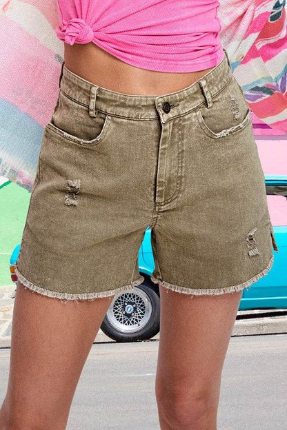 CASUAL WASHED STYLE DENIM SHORTS with POCKETS