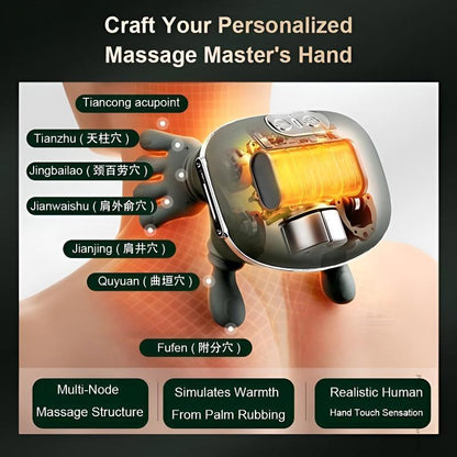Master Hand Shoulder and Neck Massager Cervical Spine Massager Trapezius Neck Massager Hot Compress Electric Cervical N7-Green with Advanced Kneading Technology for Deep Muscle Relaxation