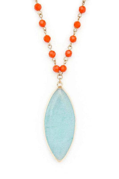 Beads & Precious Stone Pendant Necklace