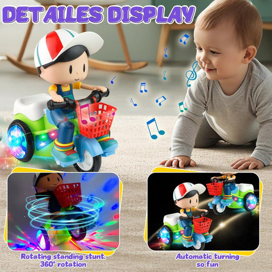 Kids Electric Stunt Bike Toy with Lights Music Wiggling Action & Obstacle Avoidance Fun for Toddlers Christmas Gift Idea