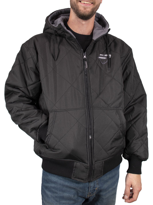 Men'S Winter Coat Fleece Lined Quilted Jacket (Small, Black)