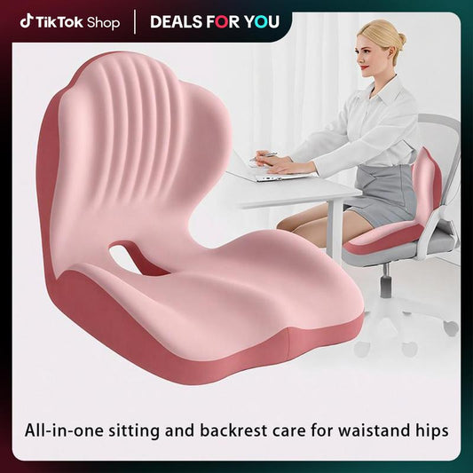 Anti-Slip Memory Foam Seat Cushion, Office and Driving Back Support Cushion, Ergonomic Design, Helps Relieve Body Support Pressure, Priced under $50.