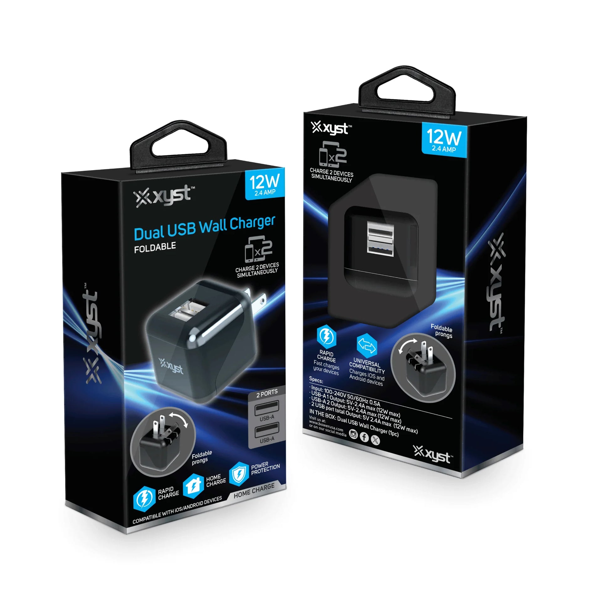 Xyst 2.4-Amp Dual USB Foldable Wall Charger