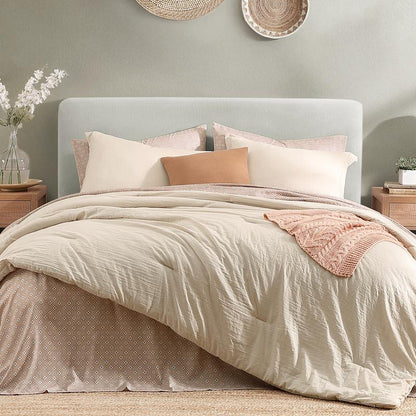 Melex Home 7-Pieces Comforter Set, Modern Farmhouse Coastal Style Bedding, 1 Single-Stitch Comforter, 2 Pillowcases, 2 Shams, 1 Flat & 1 Fitted Sheet