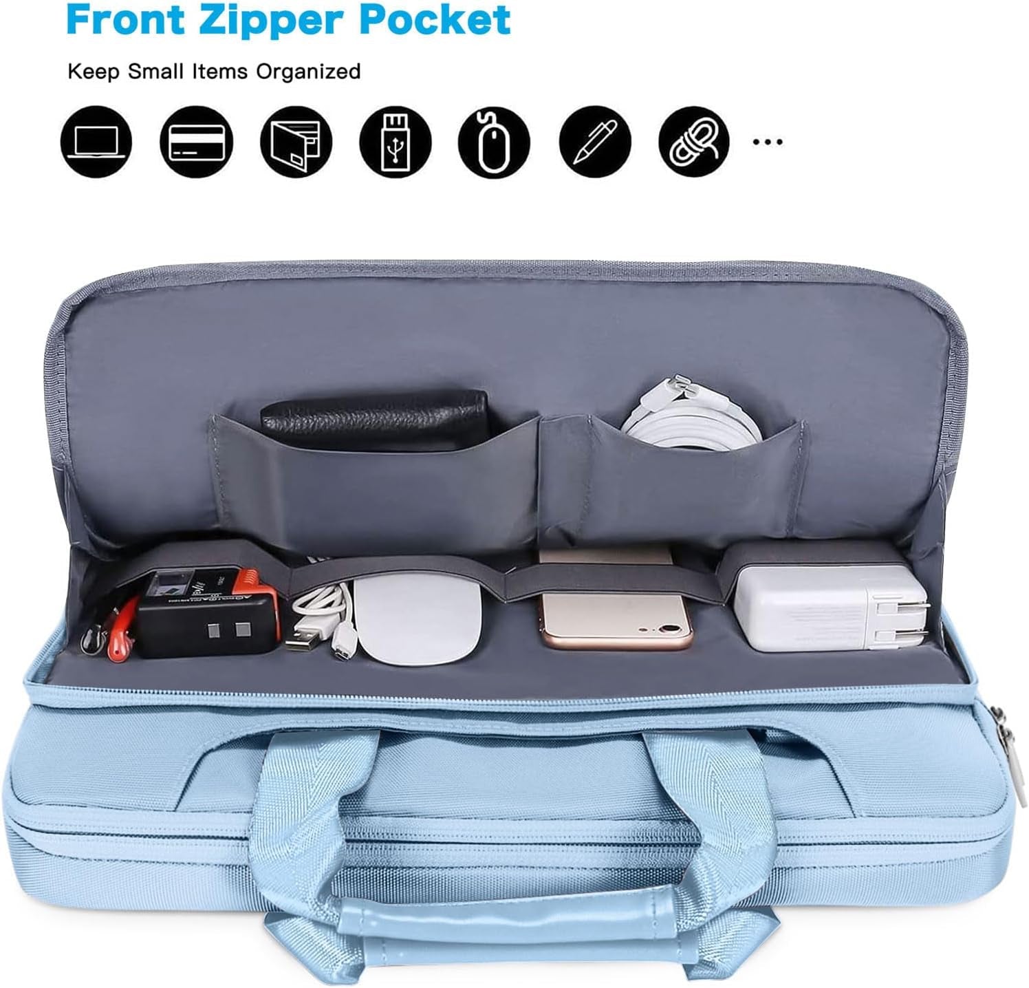 360 Protective Laptop Shoulder Bag Compatible with Macbook Air 15 M4 A3241 M3 A3114 M2 A2941/Pro 16 Inch M4 M3 M2 M1, 15-15.6 Inch Notebook,Matching Color Sleeve with Belt, Airy Blue