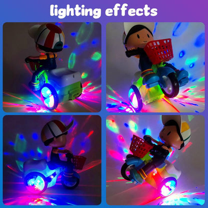 Kids Electric Stunt Bike Toy with Lights Music Wiggling Action & Obstacle Avoidance Fun for Toddlers Christmas Gift Idea