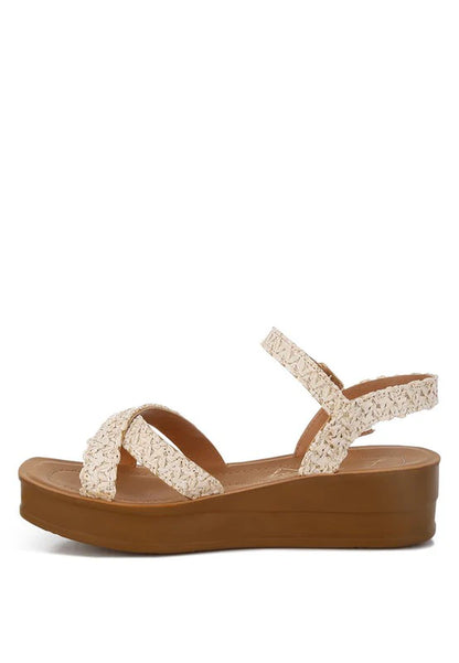 Sephone Woven Square Toe Wedges