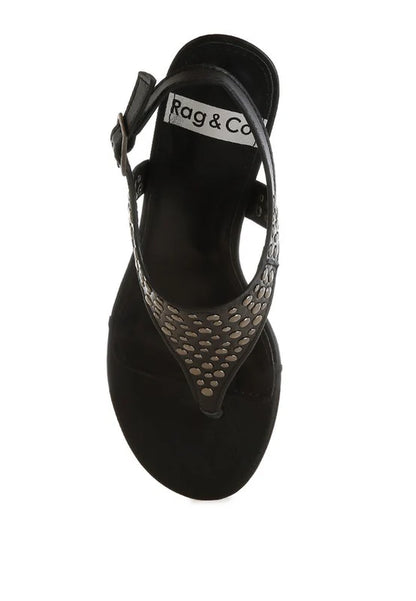 Sappho Studded Thong Toe Wedges