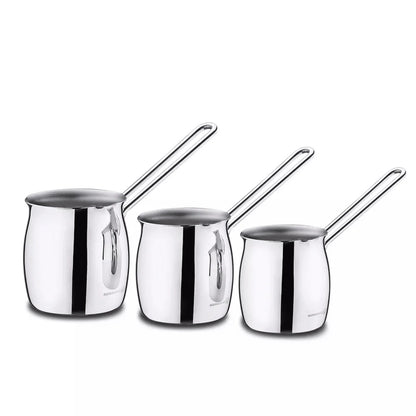 Korkmaz Tombik 3 Piece Stainless Steel Turkish Coffee Pot Set