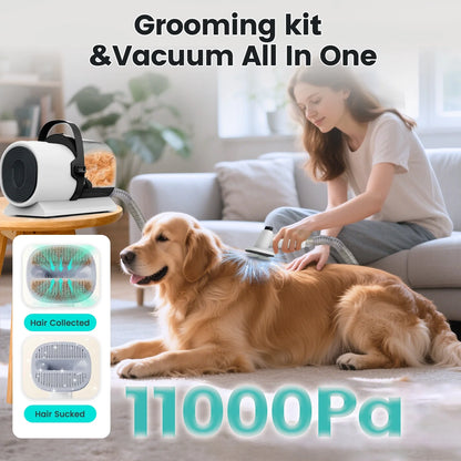 Dog Grooming Kit, 7In1 Dog Grooming Vacuum , 11000Pa Super Suction for Pet Hair,Grooming Vacuum for Shedding Grooming, Low Noise,