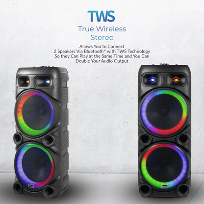 IQ Sound 2X12-Inch Portable Bluetooth Party Speaker