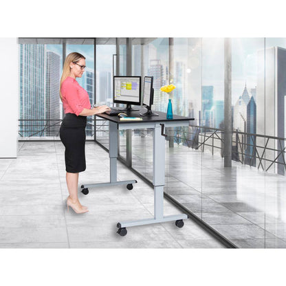 59 In. Rectangular Silver/Black Standing Desks with Adjustable Height