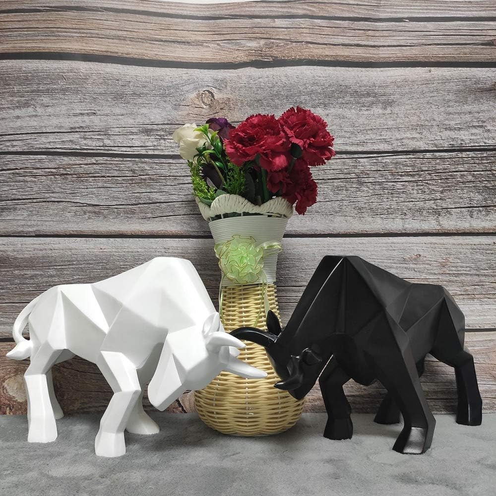 Polyresin Bull Figurine Home Decor, Abstract Sculptures, Originality Home Decoration Furnishing Animal Ornament, Geometric Surface Statues Home Decor Ornament