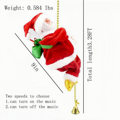 Classic Climbing Beads Santa Claus, Christmas Decorations, Battery Operated, Plastic Holiday Hanging Decorations, Batteries Provide Your Own, Suitable for Home, Kitchen, Mantelpiece, Window, Party Supplies.