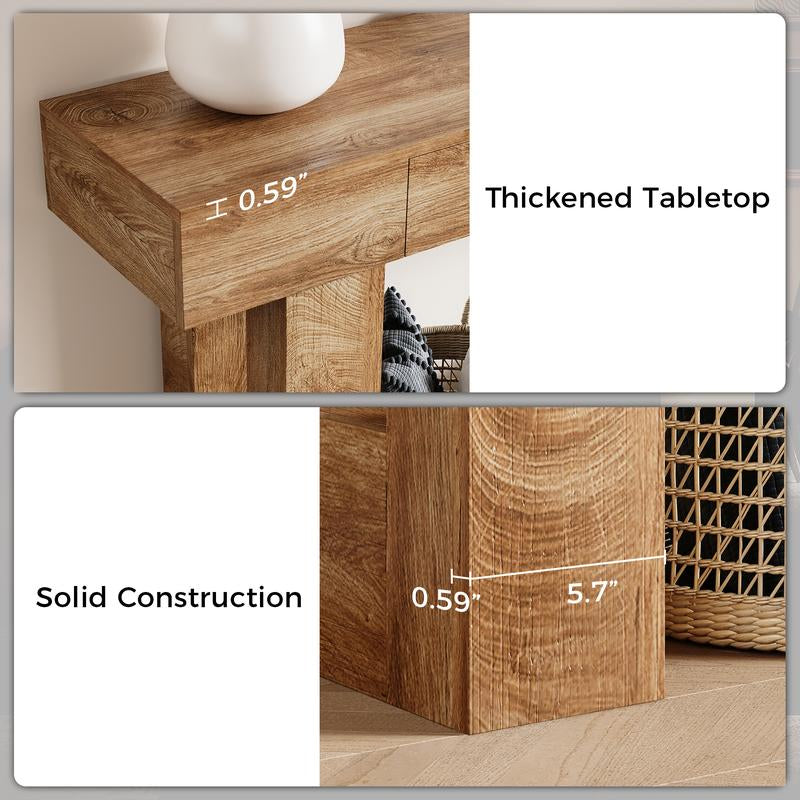 IRONCK 63" Long Console Table with 2 Drawers, Wooden Sofa Table behind Couch, Farmhouse Entryway Table for Entrance, Living Room, Hallway