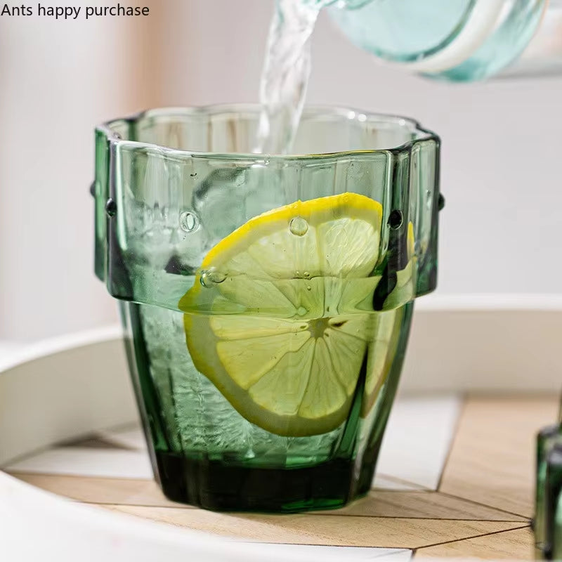Green Cactus Glass Mug Set Stackable Cup Set Water Cups Afternoon Teacup Fruit Teacup Drinkware Glass Set Drink Cup Juice Cups