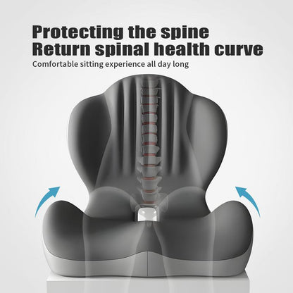 Anti-Slip Memory Foam Seat Cushion, Office and Driving Back Support Cushion, Ergonomic Design, Helps Relieve Body Support Pressure, Priced under $50.