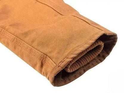 CARHARTT Medium Hooded Work Jacket for Men Brown Color Zip Front Design Practical Workwear with Hooded Feature & Easy Access Zip