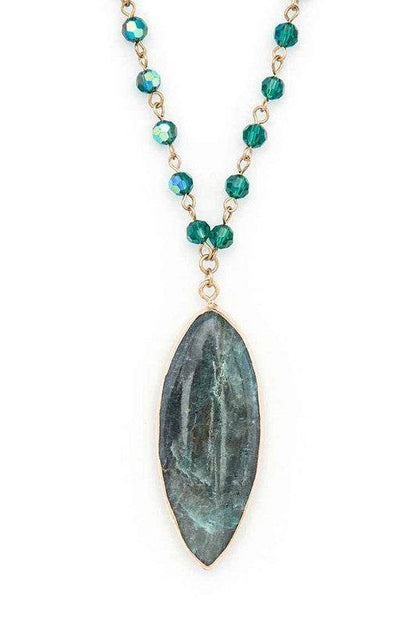 Beads & Precious Stone Pendant Necklace