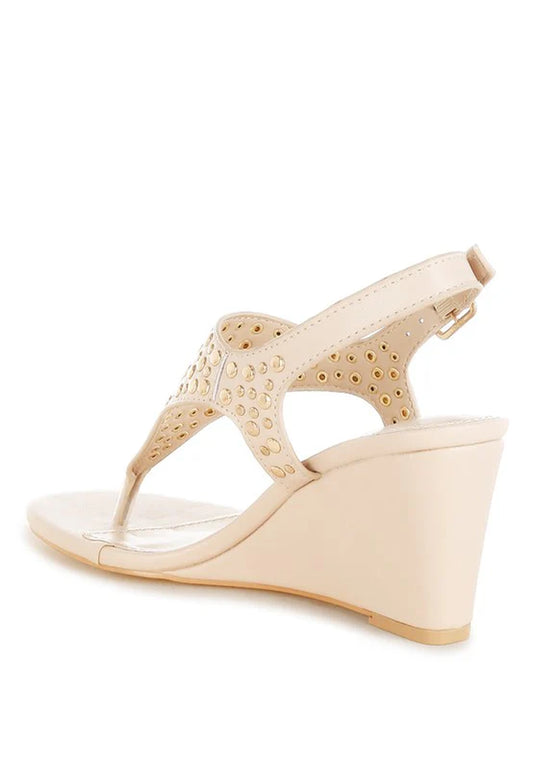 Sappho Studded Thong Toe Wedges